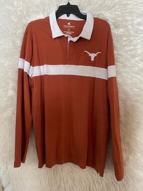 Texas Longhorns Colosseum NWT Men’s “Too Cool For School” Long Sleeve Polo-XL